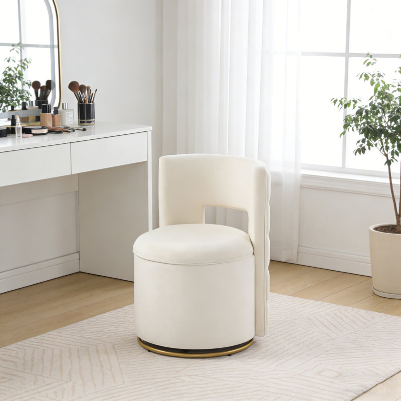 Fauteuil demi-tonneau pivotant avec rangement, Beige