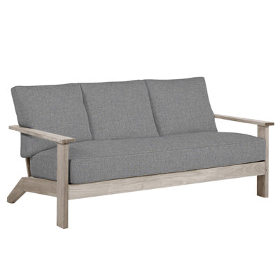 Ashland 73.12" Wide Outdoor Teak Patio Sofa with Cushions
