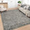 Tapis lavable lavabo rétro à motif floral rétro patiné antidérapant