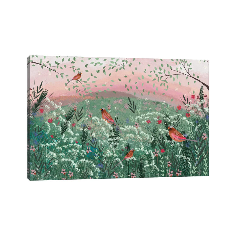 Rosy Pink Landscape by Joy Laforme - Painting on Canvas, Wrapped Canvas, 30.48cm H x 45.72cm W x 1.9cm D