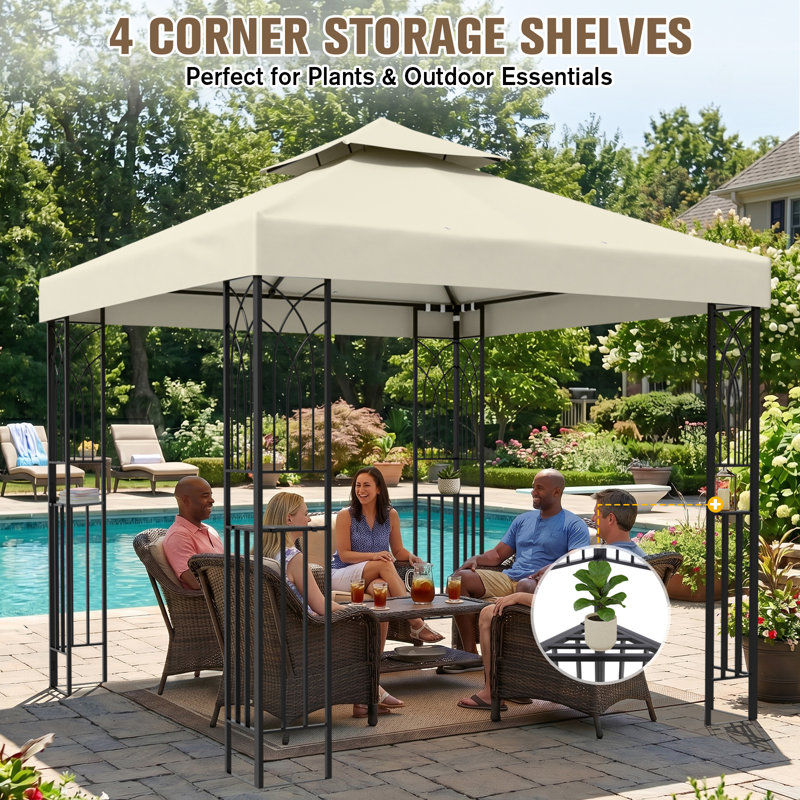 8 Ft. W x 8 Ft. D Steel Patio Gazebo, Beige