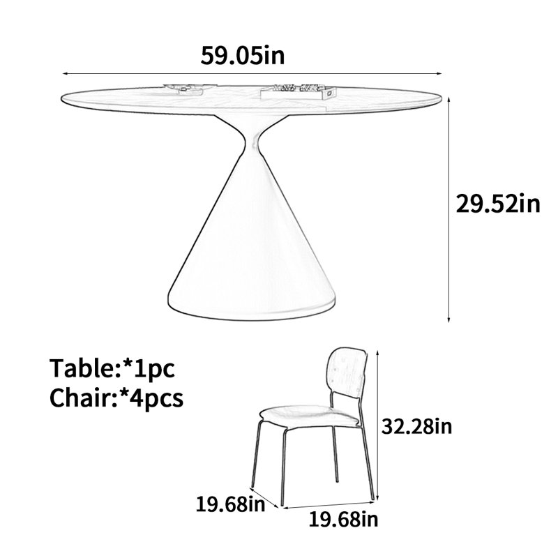 Modern Medieval Style Dining Table, 29.52"H x 59.05"L x 59.05W