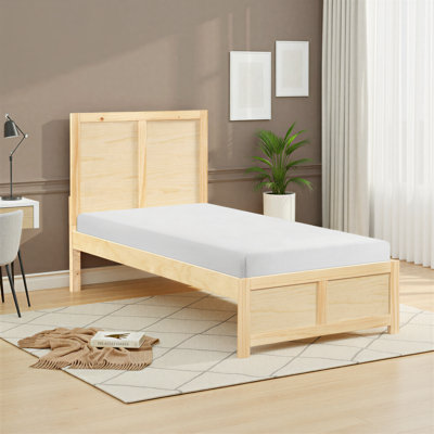 Henriqueta Transitional Wood Twin Platform Bed with Integrated Headboard & Footboard