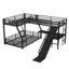 Lit superposé triple en forme de L Givon avec mezzanine, glissade et ports USB, conception silencieuse-125427544