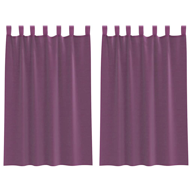 Voile Curtains With Tab Top 2 Pcs, 140cm Width x 175cm Drop, Purple