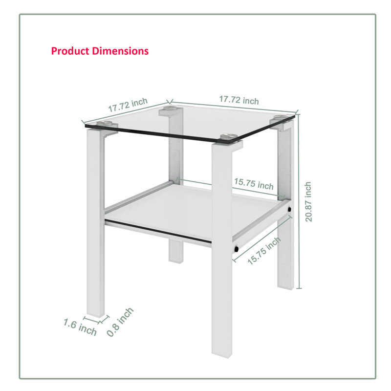 Dunkum Glass Top End Table Set, White
