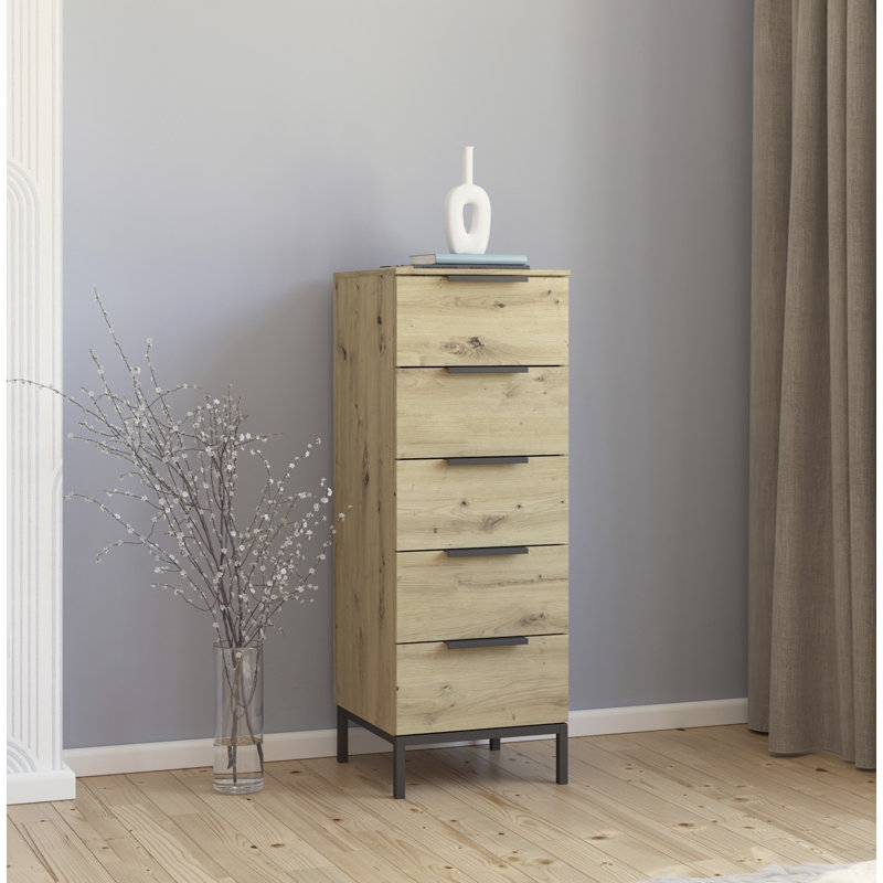 Flipp 5 - Drawer Chest of Drawers, Artisan Oak/Graphite