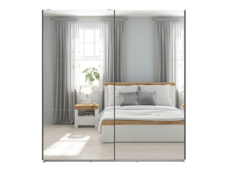 Manufactured Wood Wardrobe, 196cm H x 184cm W x 60cm D, White Gloss
