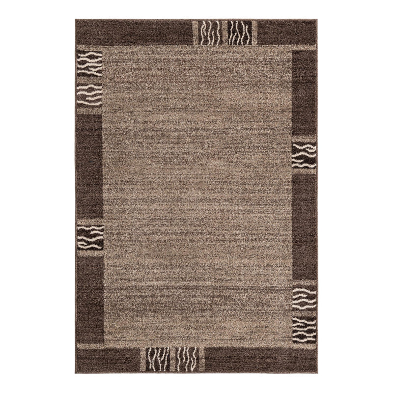 Cante Geometric Machine Made Power Loom Polypropylene Area Rug in Light Brown, Rectangle 4'1" x 6'1"