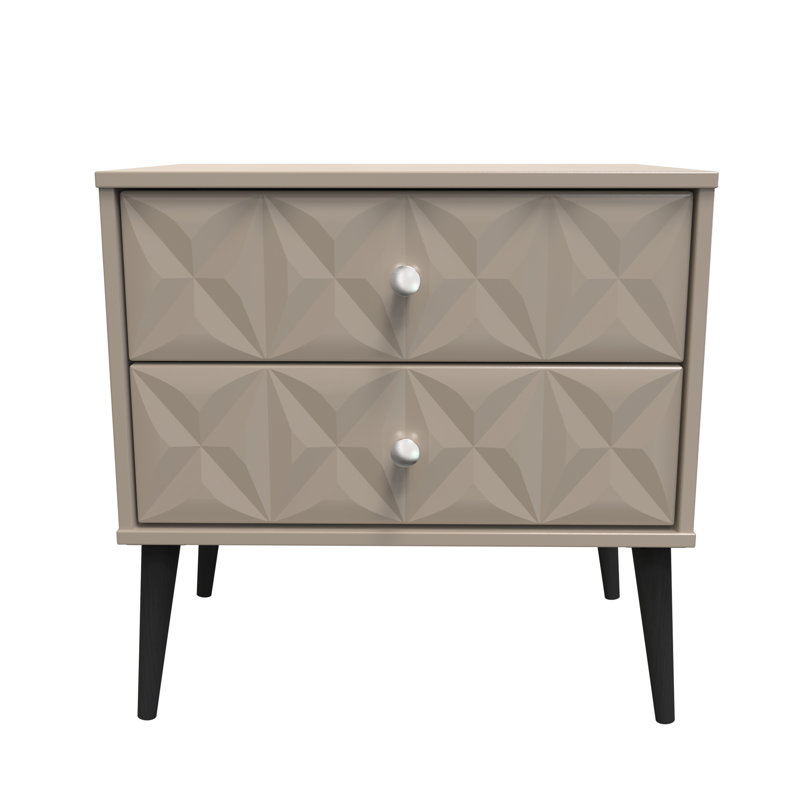 Carnlea 58cm W Manufactured Wood Bedside Table, Mushroom Matt