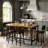 Dining Table Set For 6, 7-Piece Bar Table Set, 50" Industrial Counter Height High Top Table With 6 PU Upholstered Stools, Space-Saving Pub Table Sets For Small Space Bar, Kitchen, Restaurant-338230349-338230351