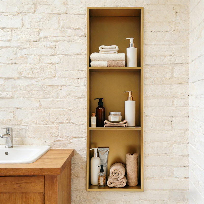 Niket Stainless Steel Bathroom Shelves, Brown