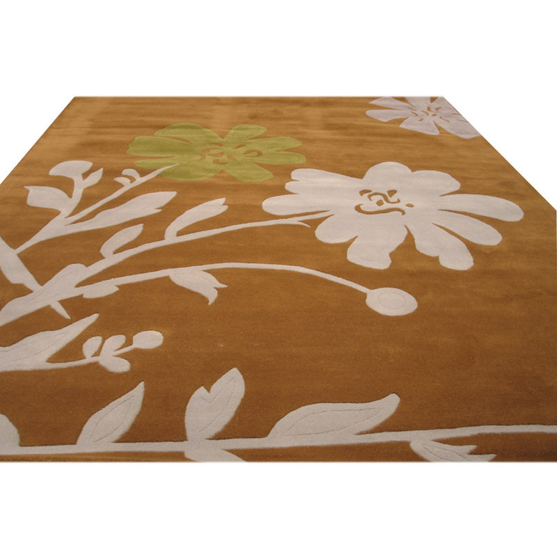 Tapis délicat en laine touffeté à la main brun délicat