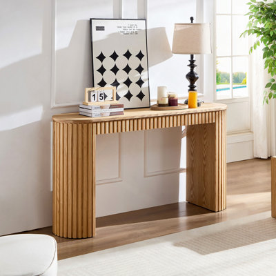 Console 59,05 po avec tiroir pour le vestibule avec un motif à rayures verticales unique pour le vestibule