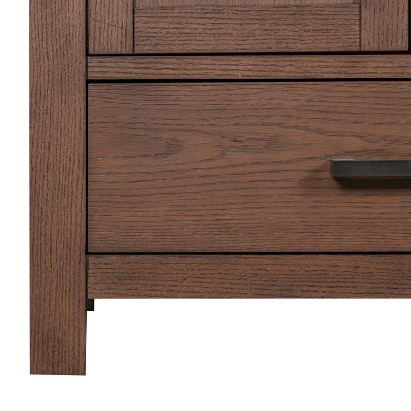 Modero 48" Single Bathroom Vanity with Top, Cala White Marble, Mocha Oak, Black