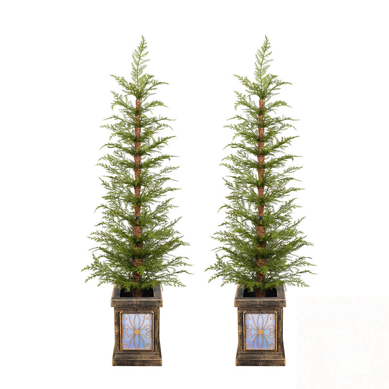 2-Piece Artificial Hinged Christmas Tree With Pots