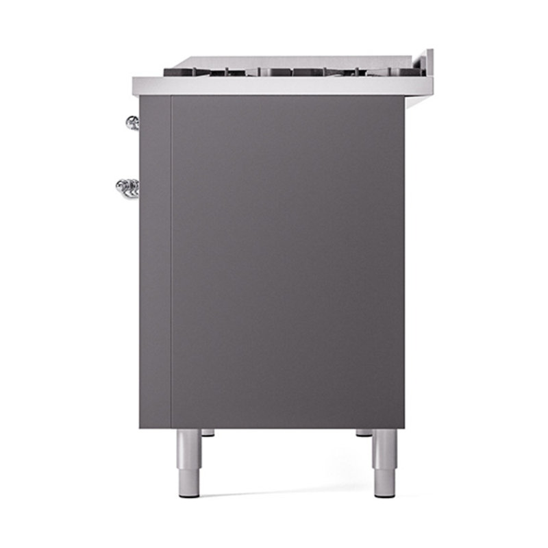 Cuisinière ILVE Nostalgie II Series 48 po à double combustible avec 8 brûleurs scellés et plaque de cuisson (gaz naturel, porte pleine)