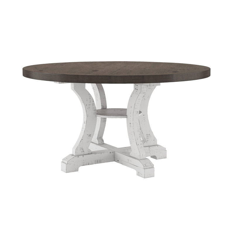 54.4" W Rustic Round Dining Table, Gray, Gray