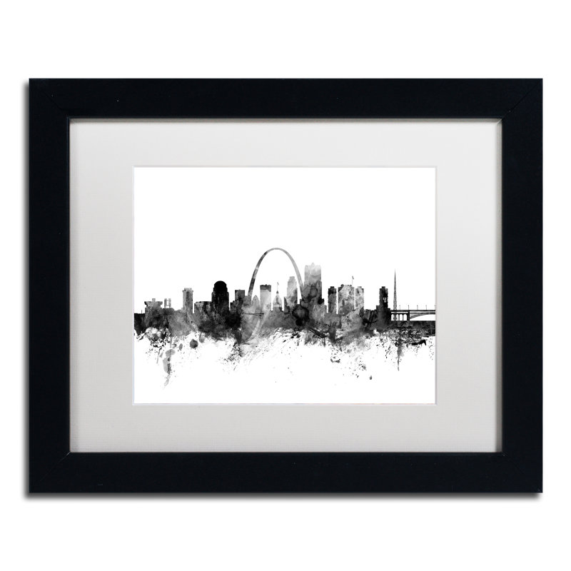 « st louis missouri horizon b&w », impression encadrée, H 11 po x l 14 po x P 0,5 po