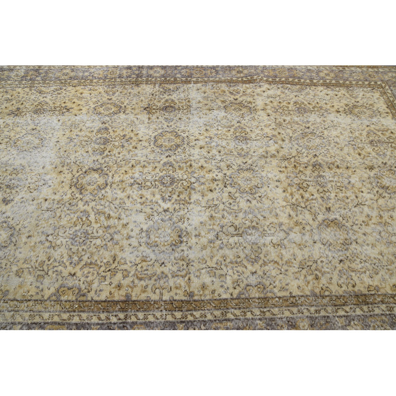 Grand tapis turc Oushak rétro idéal pour les espaces extérieurs et les environnements de chambre à coucher