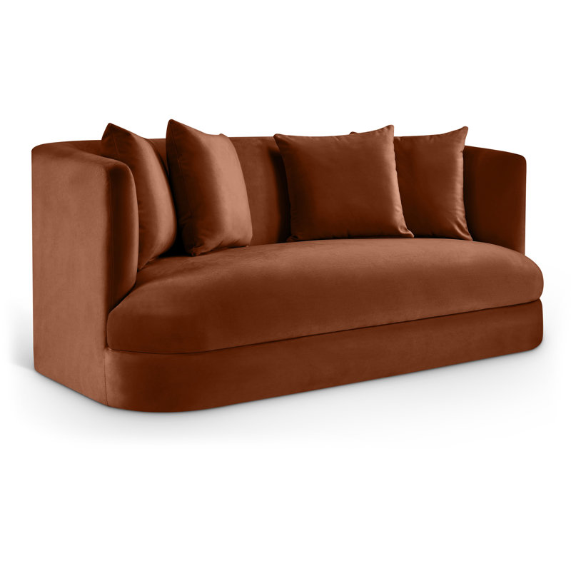 Causeuse en velours Alder, Velours cognac