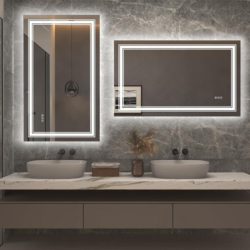 Miroir mural anti-buée, 24 po x 40 po, Blanc 1