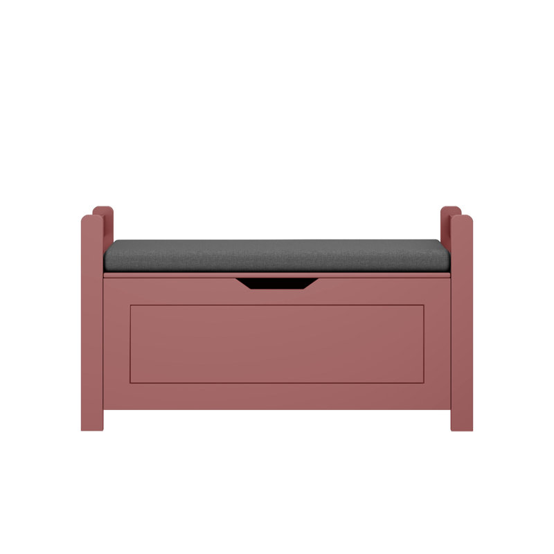 Banc de rangement rembourré l 35 po, Rouge, Rouge