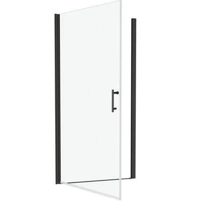 Porte de douche 1/4 "en verre trempé transparent - Noir mat pour salle de bain 36 000 fois ouverte et fermée