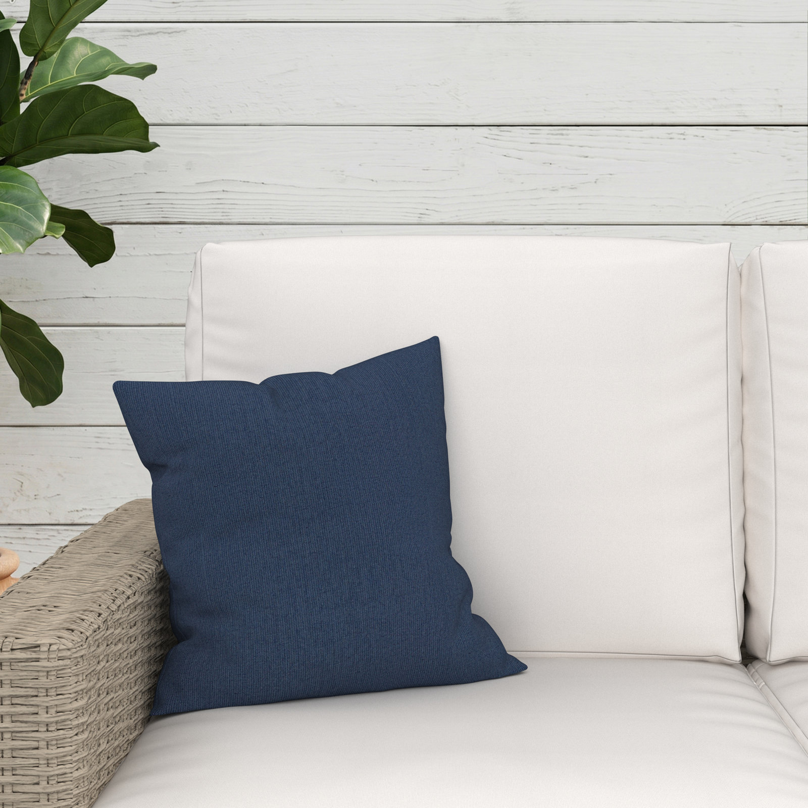 Indoor/Outdoor Throw Pillow, Square 16", Spectrum Indigo Sunbrella® Plainweave