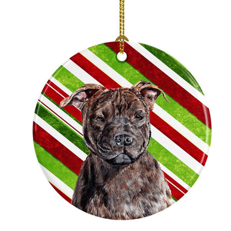 Ornement en céramique à figurine suspendue en céramique staffordshire bull terrier staff