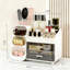 Comptoir de maquillage, présentoir à cosmétiques spacieux avec porte-pinceau, organisateur de salle de bain et rangement parfait, blanc