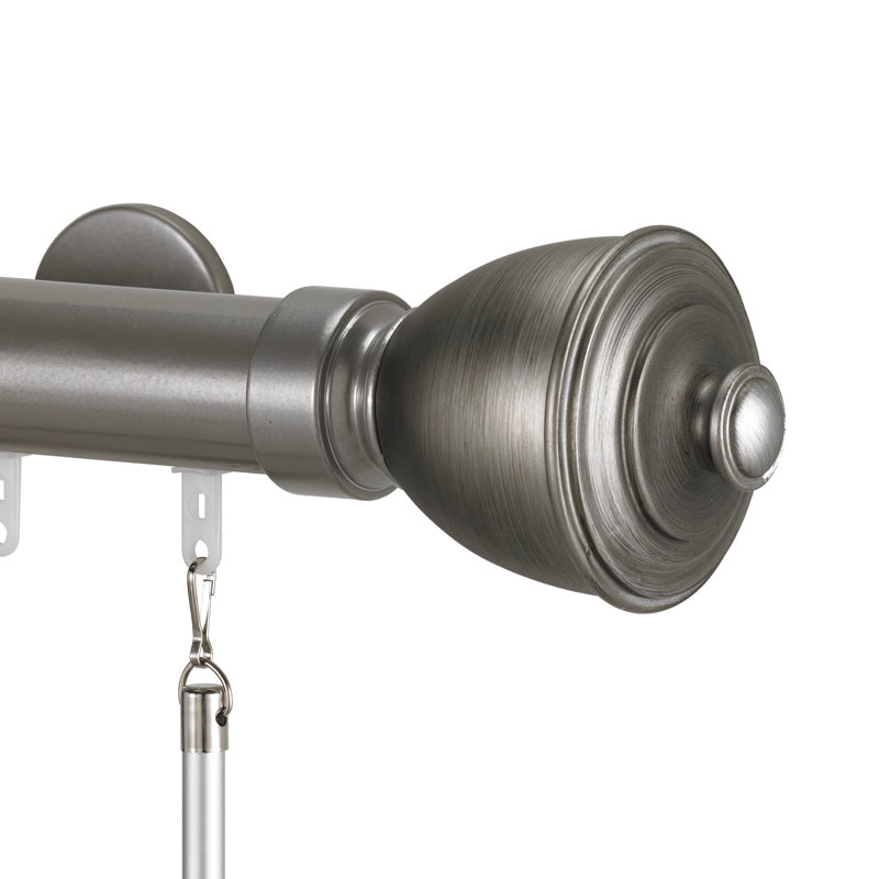 Tringle à rideaux simple 1,5 po Lawhon, Argent antique, H 2 po x l 72 po x P 3,75 po