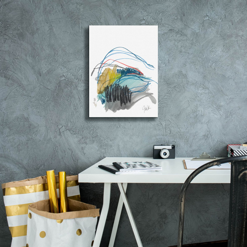 «Abstract Landscape No. 19» par Jan Weiss, art mural sur toile, H 16 po x l 12 po x P 0,75 po