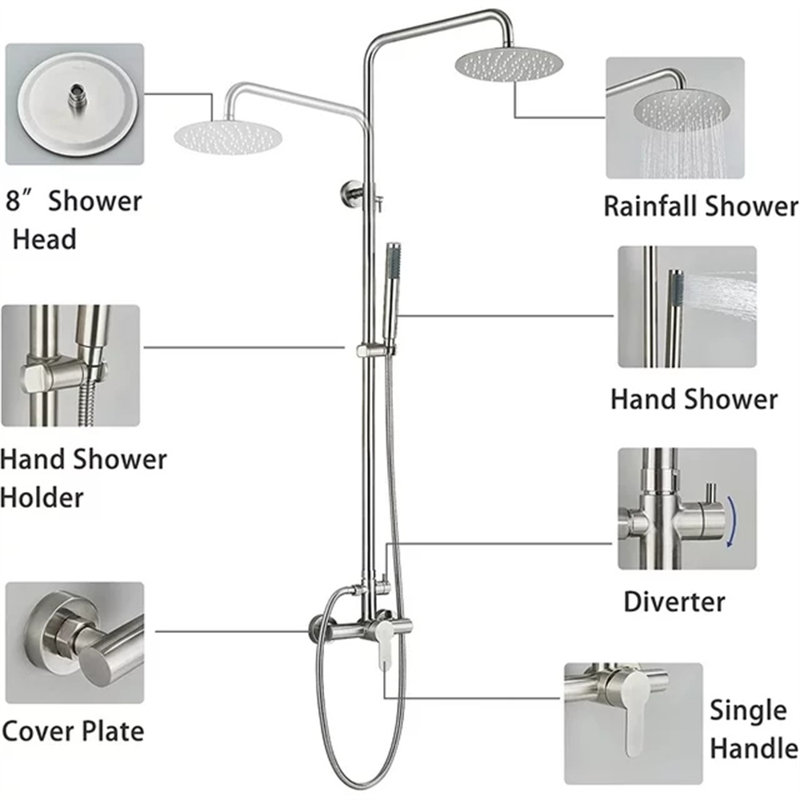 Rain Dual Shower Head 1.75 GPM GPM, Brushed Nickel