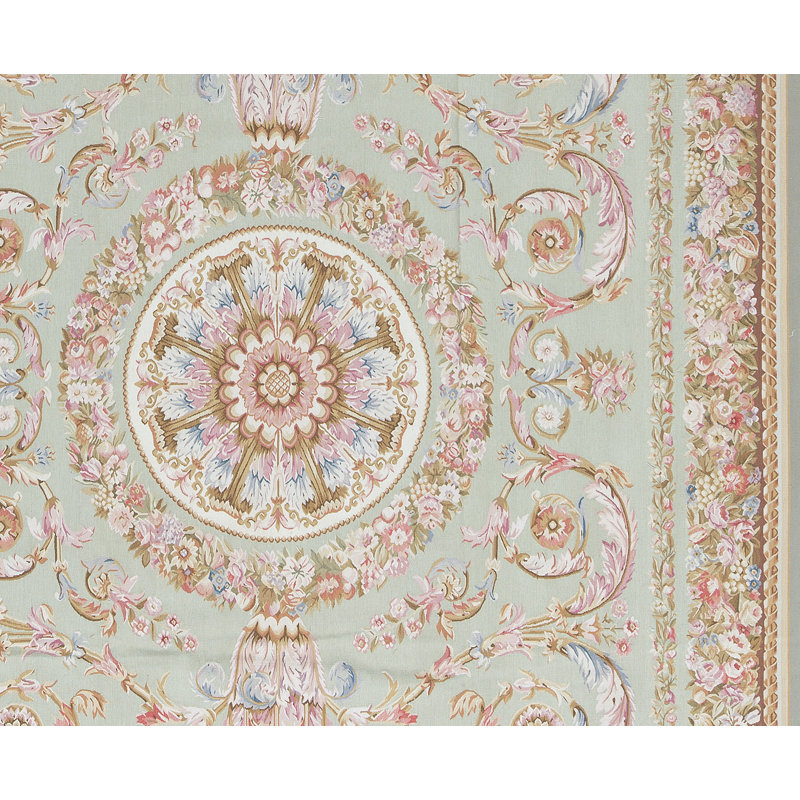 Hand-Knotted High-Quality Green and Brown Area Rug