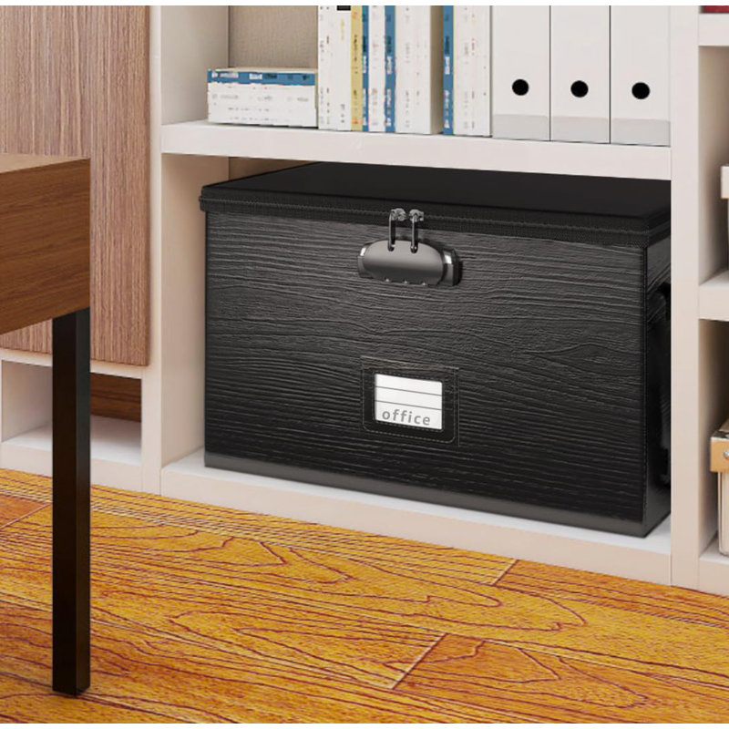 Fireproof Document Box File Organizer - Portable Locking Filing Storage Box With Handle Waterproof For Hanging Letter/Legal Folder Important Document