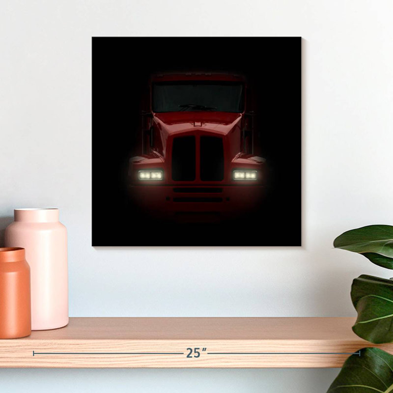 Mehar Dark Red Truck, 16" H x 16" W