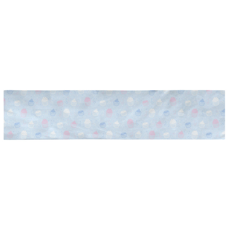 Chemin de table géométrique avicia, 72 po x 16 po, Polyester, Bleu / Rose