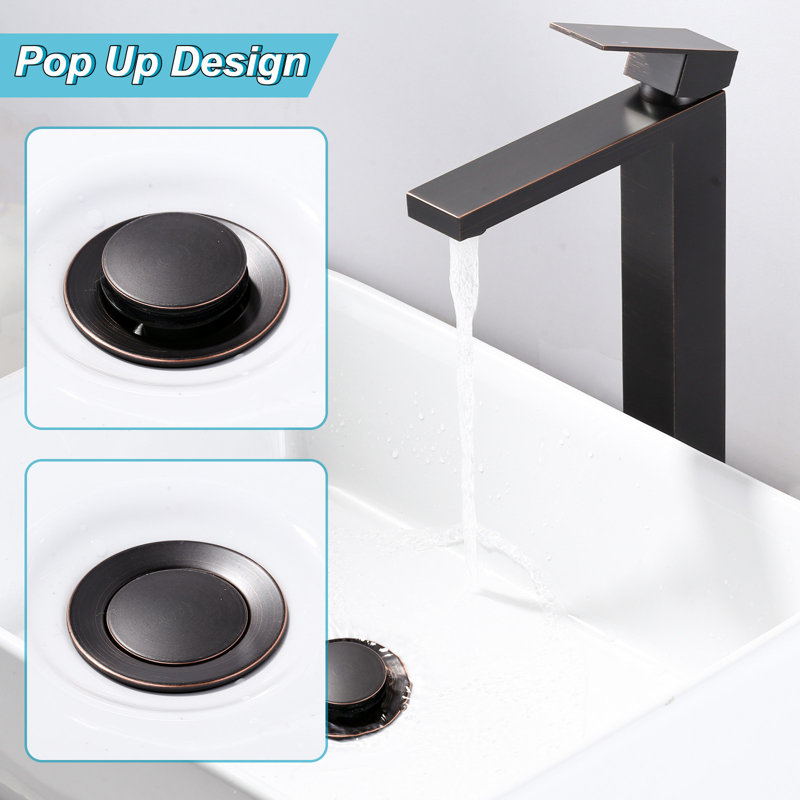 Pop Up Drain For Bathroom Sinks Without Overflow in Gold, Oil Rubbed Bronze