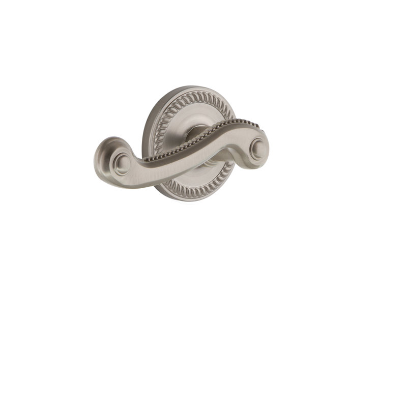 Grandeur Newport Rosette Privacy with Newport Lever, Satin Nickel, 2 3/4", Left Handed