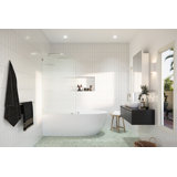 Aurora 34 in. x 58.25 in. Frameless Fluted Radius Single Fixed Bath Panel
