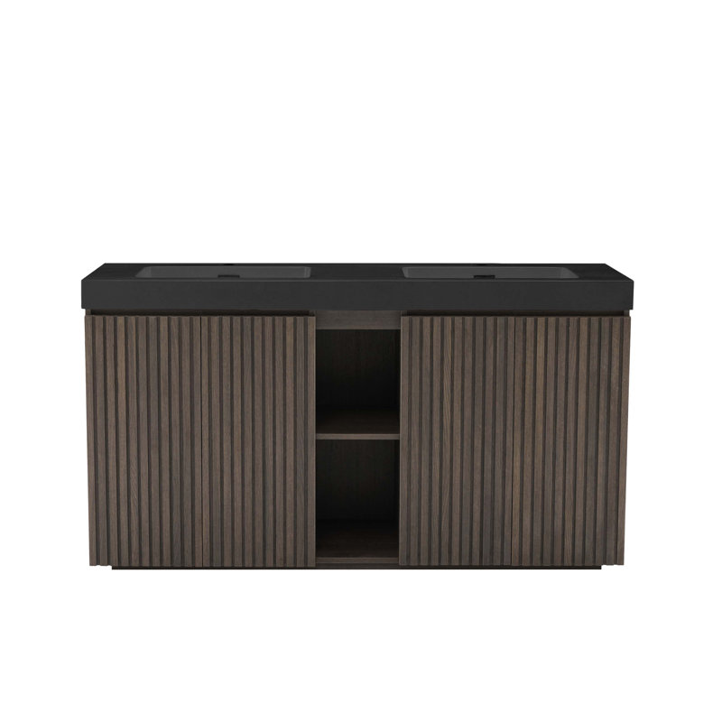 Meuble-lavabo autoportant avec lavabo une pièce sans drain et robinet 60 po.