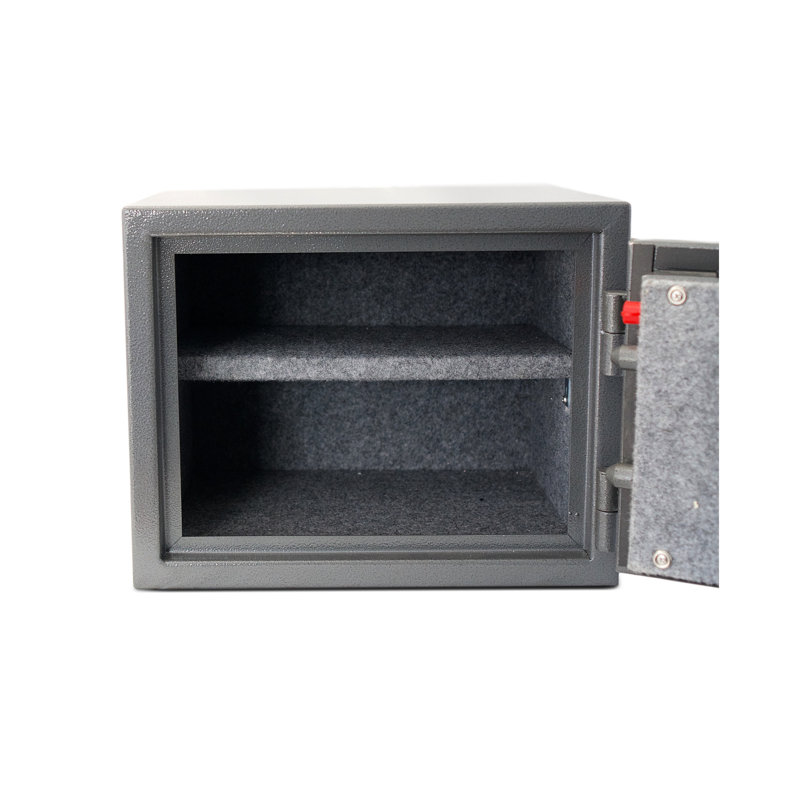 Coffre-fort de rangement sécuritaire pour petits bureaux - acier, 11,84 po Profondeur, largeur de 15,08 po, hauteur, 46,15 lb, apparence d'armoire protégée grise