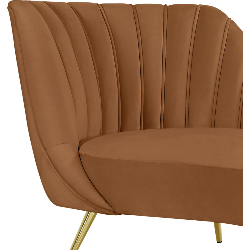 Chaise longue en velours Margo, Velours selle