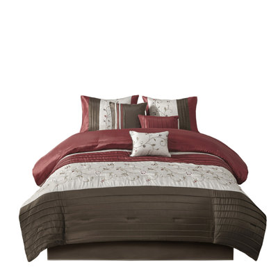 Embroidered 7 Piece Comforter Set Red Queen