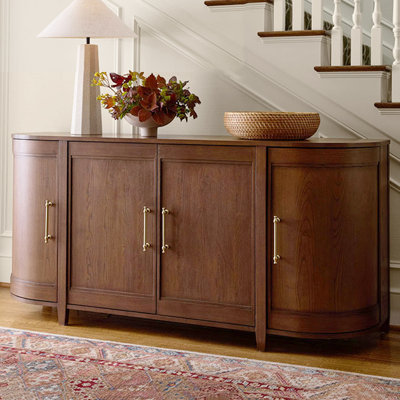 Armoire latérale de rangement semi-circulaire en chêne American-Style Vintage