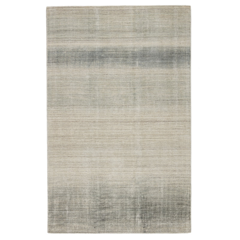 Tapis unique en viscose noué à la main gris foncé / beige nouvel âge Dobre
