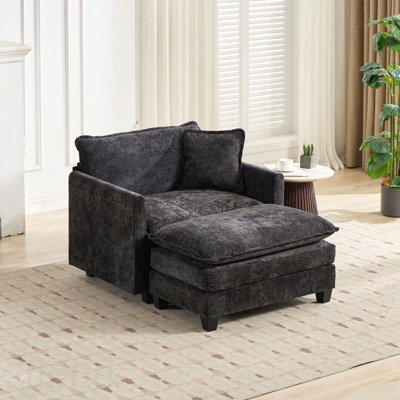 Canapé-lit Cloud seulement, canapé modulaire moderne, pour chambre à coucher et appartement, coussin de siège rembourré à double couche confortable, tissu chenille respirant, noir 