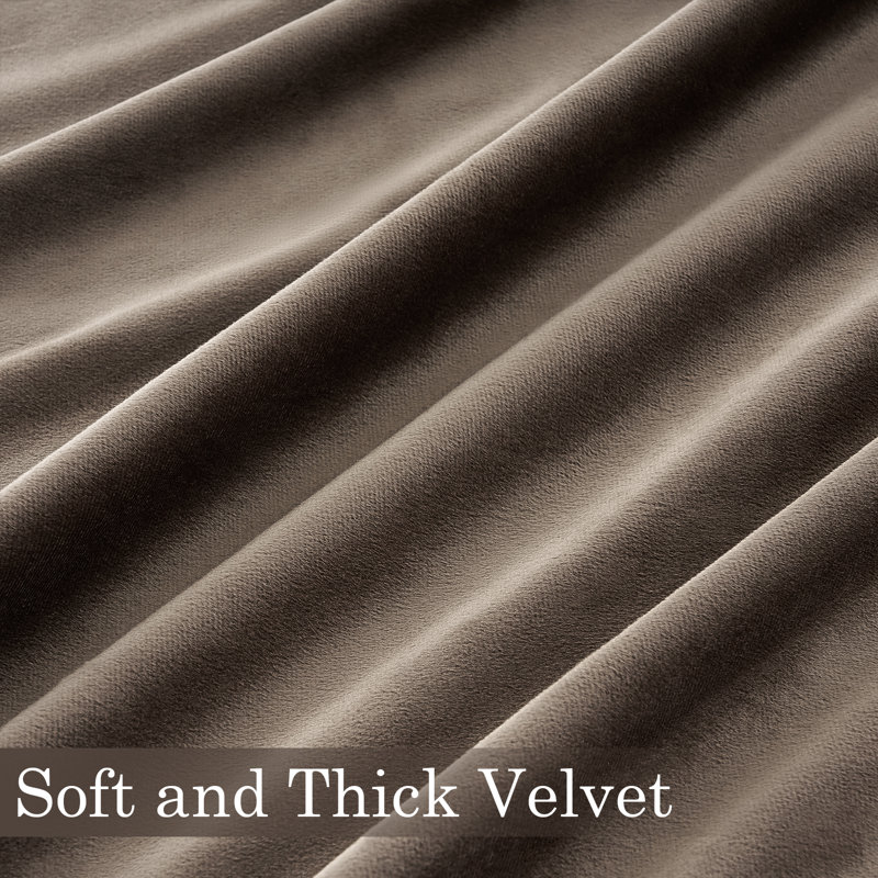 Aikens Velvet 100% Blackout Thermal Curtain Panel, 52" W x 96" L, Brown