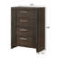 Commode contemporaine à 4 tiroirs 1pc avec finition en bois riche, charme rustique et quincaillerie polie pour un rangement élégant